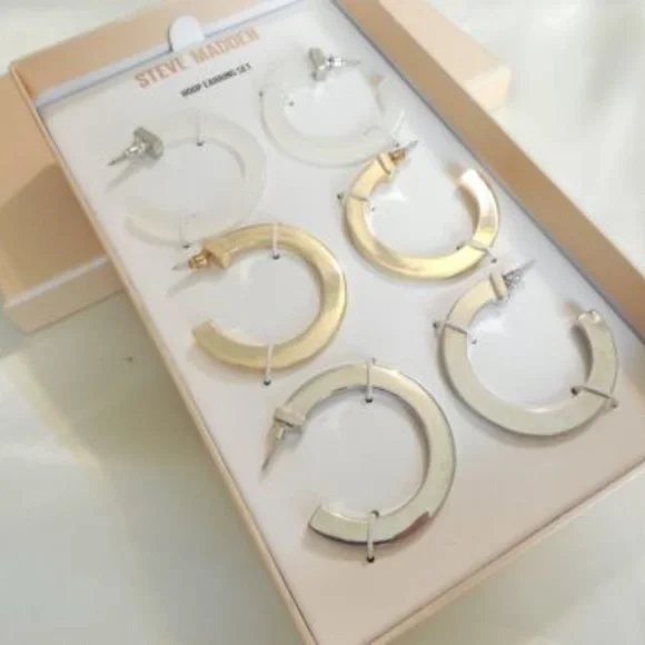 Steve Madden 1-3/4" Medium Lucite Solid Trio Earring Gift Set - Picture 3 of 4